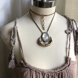 ✨ Lucky Brand long, moon shaped, pendant necklace.